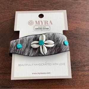 Myra Genuine Leather Bracelet - Multi-Colored Hide Turquoise and White - NWT